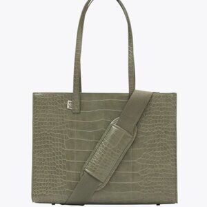 Beis The Work Tote  in Olive Croc Used, Great Condition with Extra Strap